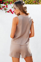 Sleeveless Top and Pocketed Shorts Summer Set YNIQUE
